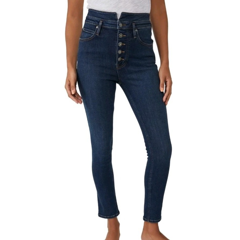 We The Free People Skyline High Waist Tulsa Blue Skinny Jeans Button Fly Size 29